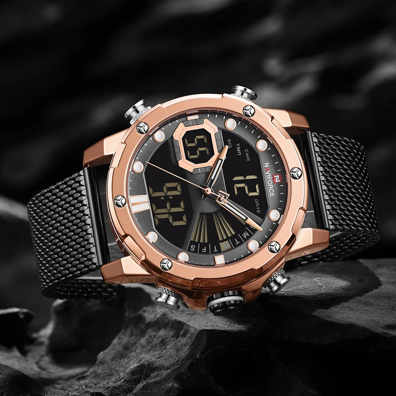 NAVIFORCE Топ бренд Lucury мужские часы спортивные часы из нержавеющей стали водонепроницаемые наручные часы Подарки для мужчин relogio masculino