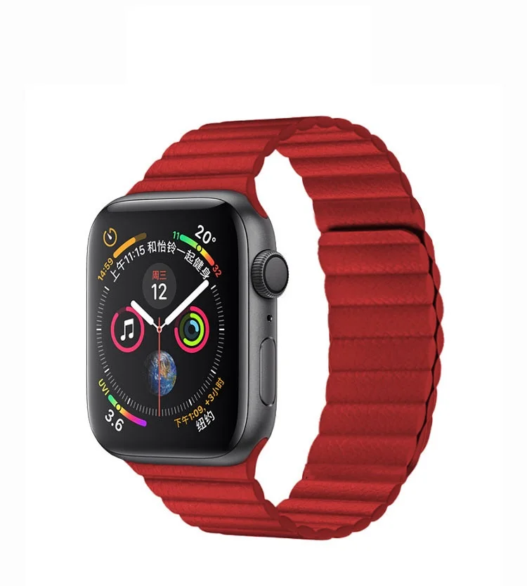 Red Для Apple Watch, версии 4 5 40 мм, длина-44 мм, ремешок для наручных часов двойной магнитной застежкой петля кожаный ремешок для Apple Watch Series 1, 2, 3, ремешок 38/42 мм - Цвет ремешка: Red
