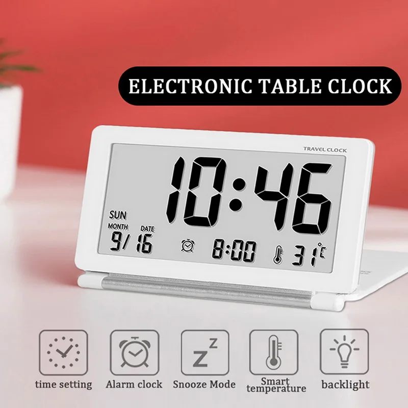 

Large Display LCD Screen Thermometer Flip Ultra-thin Multifunction Automatic Electronic Temperature Monitor Alarm Clock