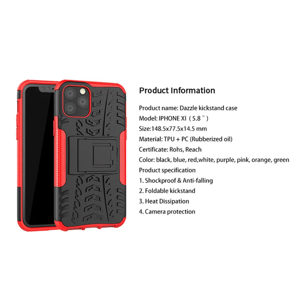 For Iphone 11 PRO MAX  scratch-resistant Shockproof Phone Case Luxury Hard Matte Cover with kick stand  High Quality Phone Case