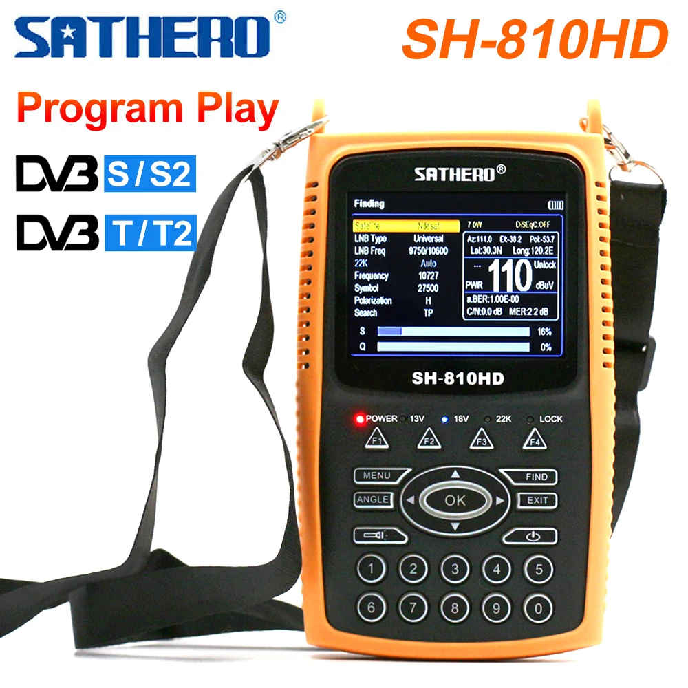 Sathero SH-810HD 3.5 inch TFT LCD Screen DVB-S2 DVB-T2 Combo Digital Signal Finder Support CCTV 8PSK 16APSK Digital Meter 810HD
