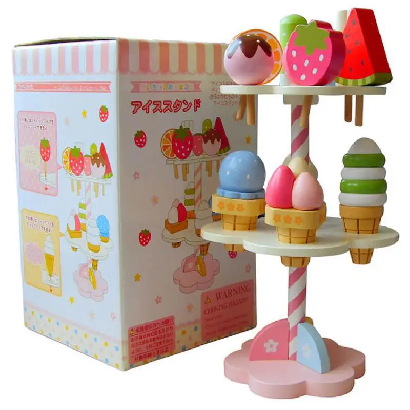 

High Simulation Icecream Wooden Toy Set Kid's Play House Kitchen Model Gift For Children