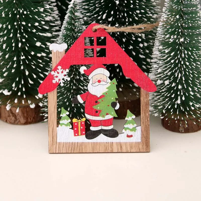 Santa Claus Деревянные елочные украшения Санта-Клаус подвесной кулон рождественские украшения для подарков для дома Navidad декор год - Цвет: Santa Claus