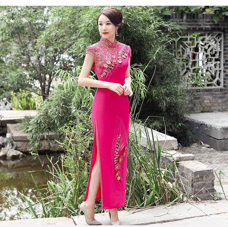 Традиционное китайское женское вечернее платье Cheongsam элегантное тонкое Цветочное платье винтажное высококачественное атласное платье Qipao Vestidos 4XL