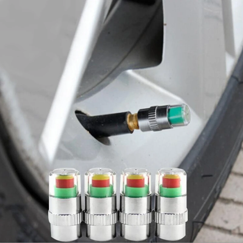 

2sets(4pcs=1Set) 2.4Bar Car Auto Tire Pressure Monitor Valve Stem Caps Sensor Indicator Alert No Electricity Diagnostic Tools