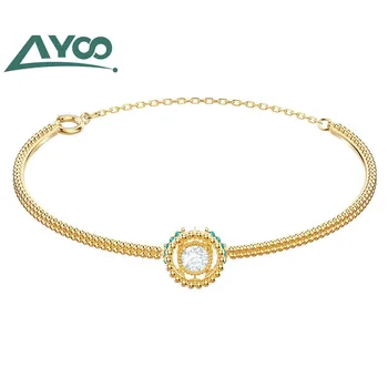 

AYOO 2019 SWA High Quality 1:1 New Bracelet Women's Delicate and Charming Pink Crystal for Girlfriend Birthday Gift