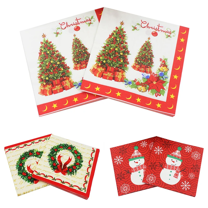 

Christmas Cleaning Virgin Wood Pulp Disposable 20 Sheets/Pack 2 Layers Events Supplies Birthday Party Favors Decorate Tableware