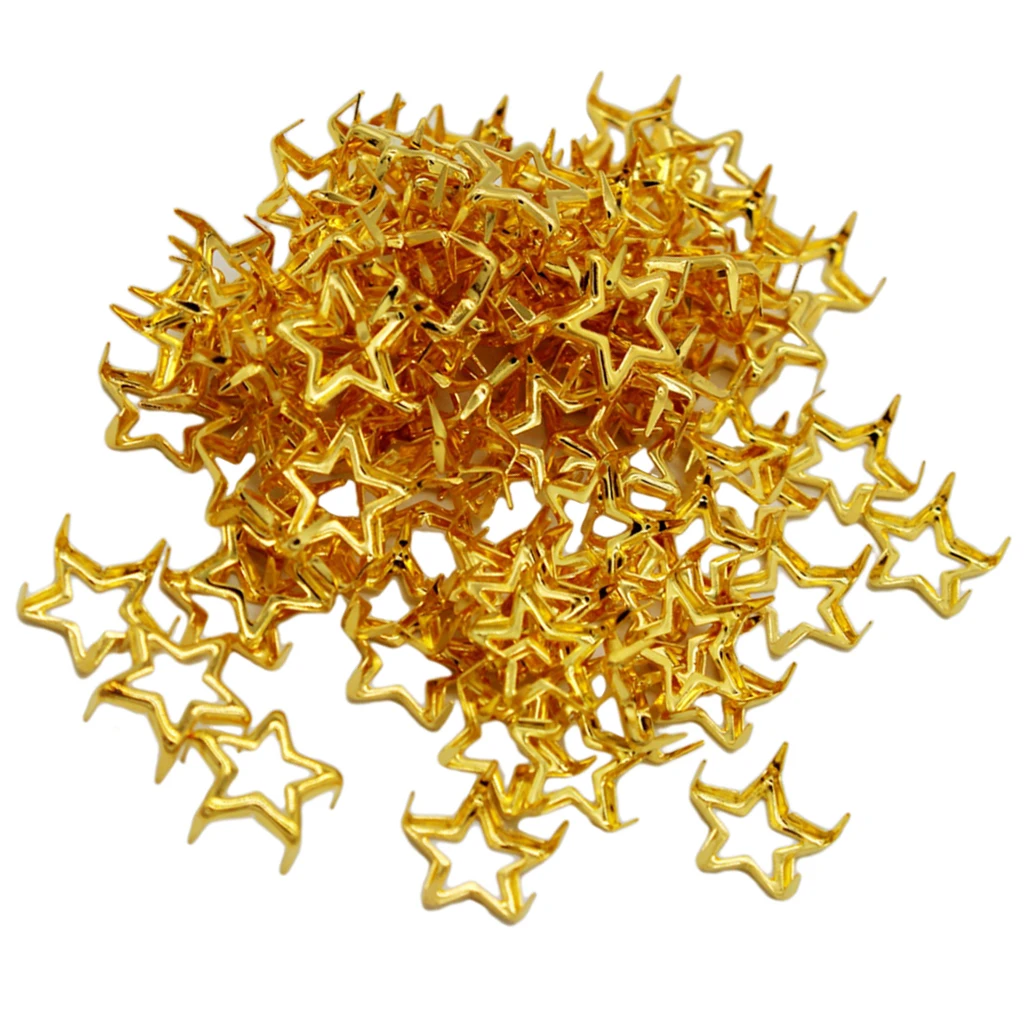 Craft Supplies Vintage Metal Hollow Star Studs Rivet for Leathercraft DIY Clothing Bag Doll Clothes Jeans Shoes Hats 100Pcs