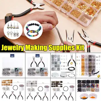 

Retro DIY Alloy Accessories Jewelry Findings Set Jewelry Making Tools Open Jump Rings Earring Hook Jewelry Making Supplies Kit