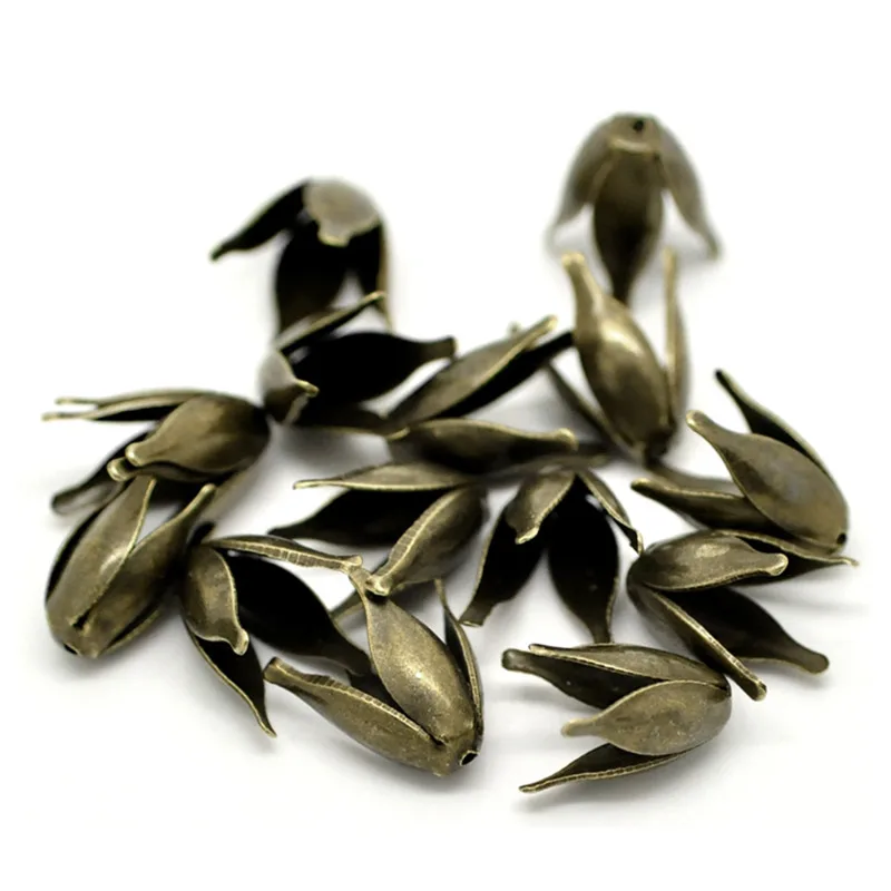 DoreenBeads сплав бусины колпачки Цветок Античная бронза DIY Подвески(подходит для 10,0 мм бусины) 13,0 мм(4/") x 8,0 мм(3/8"), 20 шт новинка