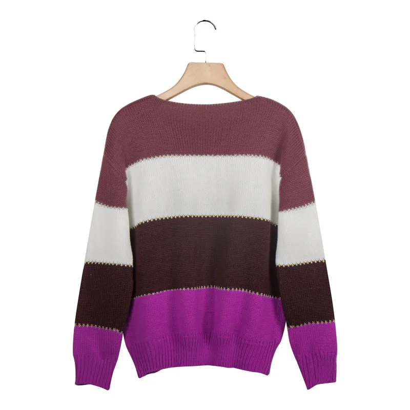 Duzeala, 5XL, осень, зима, теплый вязаный свитер,, для женщин, с круглым вырезом, в стиле пэчворк, сексуальные топы, джемпер, Повседневный, длинный рукав, свитера, пуловер