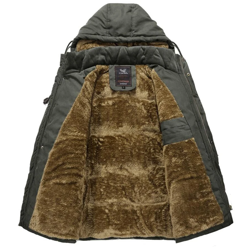 Зимняя Толстая теплая парка Мужская Уличная флисовая меховая с капюшоном военные Пальто размера плюс 8XL Длинные куртки ветровка шерстяная подкладка пальто