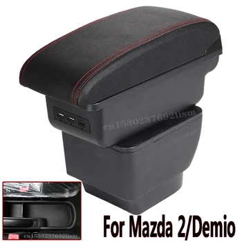 

For Mazda 2/Demio/Mazda2 skyactiv version armrest box central Store content box USB Charging Car accessories