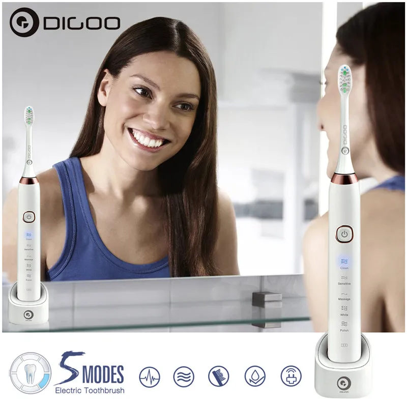 DIGOO YS11 5 Brush Modes Automatic Electric Toothbrush IPX7 Waterproof USB Rechargeable Whitening Oral Health Care Best Gift DIGOO YS11 5 Brush Modes Automatic Electric Toothbrush IPX7 Waterproof USB Rechargeable Whitening Oral Health Care Best Gift