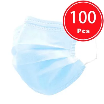

100/50pc Disposable Facemasks For Germ Protect Industrial 3ply Ear Loop Face Maskswashable And Reusable Facemasks Faceshield