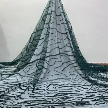 

New High-quality French lace fabric 2019 latest 3d tulle mesh lace fabric with sequins Nigerian lace Fabric For Wedding jh82-491