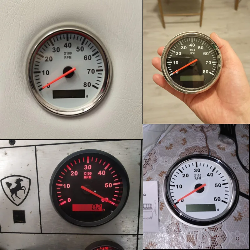 8000 rpm Tachometer 85mm With LCD Hourmeter 9~32V For Boat Car Marine Diesel & Gasoline Engine tachometer gauge engine tachometer tachometer meter engine hour meter