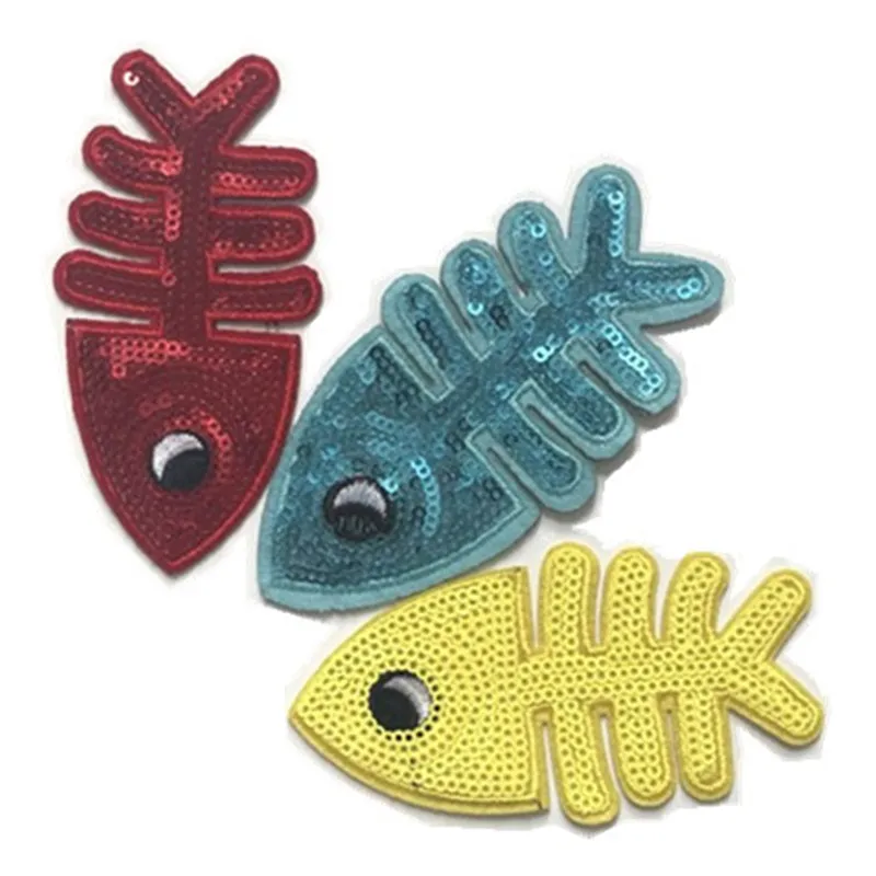 

Locomotive Clothes Diy Flower Patch Punk Rock Style Street culture Icon 100mm Cute Fish bone Sequins patches for clothing women