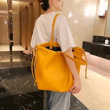 

Pure color texture tote bag women 2020 new fashion wild shoulder messenger bag handbag handbag