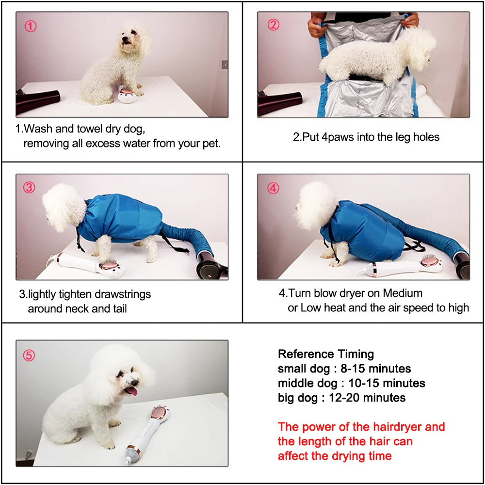 Folding Dogs Hair Dryer Blow Bag for Pet Grooming pet hair dryer