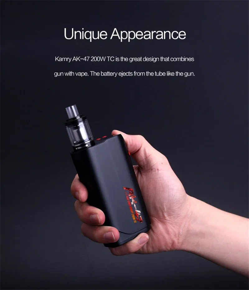 Новинка 2020 г. электронная сигарета Kamry AK 47 1 200W TC Mod для большого дыма RDA Tank X1037|Моды
