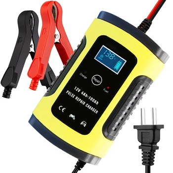 

12V 6A Full Automatic Car Battery Charger Power Pulse Repair Chargers Wet Dry Lead Acid Battery-chargers Digital LCD Display