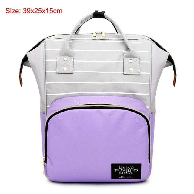 Purple stripe Модная сумка для подгузников для мам, Большая вместительная детская сумка, дорожный рюкзак, дизайнерская сумка для кормления, органайзер для ухода за ребенком - Цвет: Purple stripe