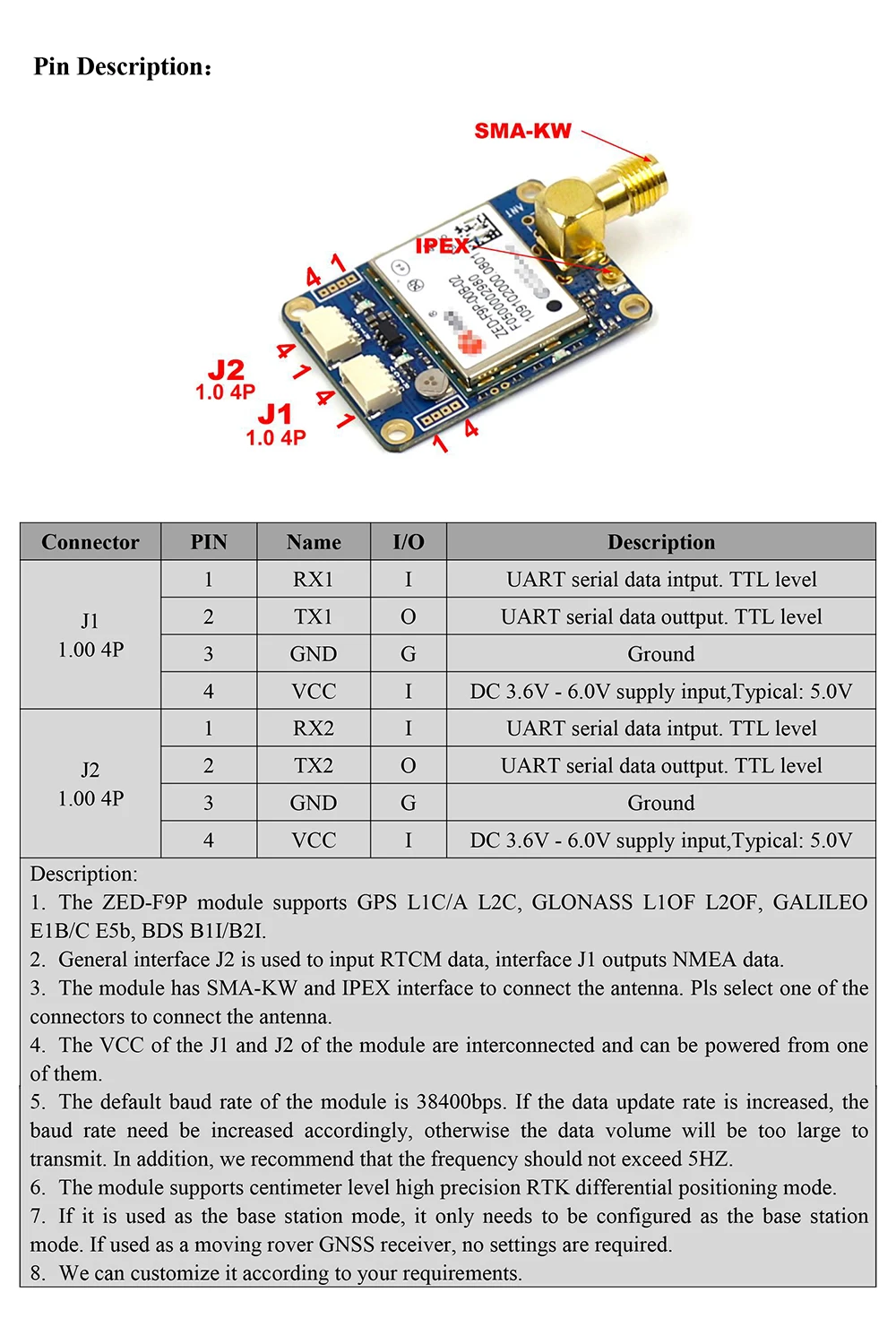 BEITIAN gps EVB ГЛОНАСС BEIDOU Высокоточный сантиметр-уровень gps модуль двухчастотный ZED-F9P модуль RTK BT-F9PK4