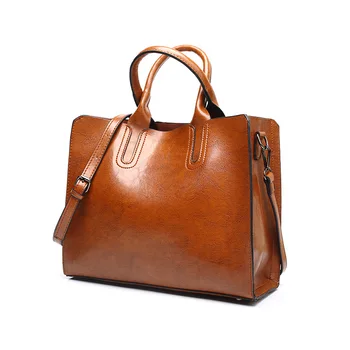 

New women's bag fashion big bag oil leather handbag one shoulder female bag