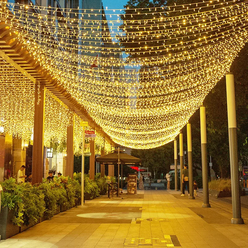 Porches etc EleganBello Guirnalda Luces 20 LED Coloreado Linterna 4,8M Blanco Cálido Funcione con Pilas Ideal para Jardines Balcones árbol de Navidad 