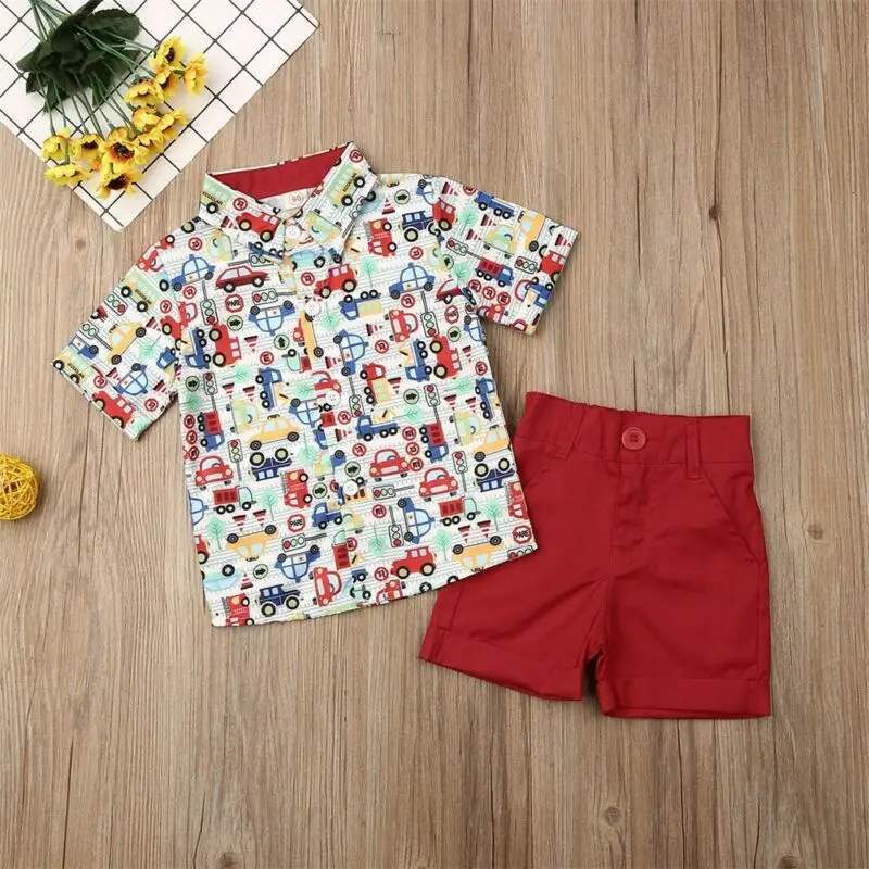 Toddler Boy Gentleman Clothes Suits Kids Baby Boy Tops T-Shirt& Short Pants Outfits Clothes 2PCS christmas clothes