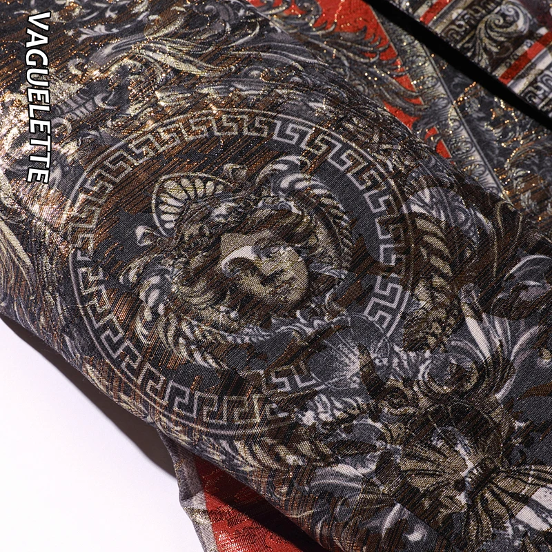 Vaguelette Golden Luxury Men's Blazers And Suit Jacket Slim Fit Medusa Pattern Luxury Brand Floral Print Stage Wear Mens Blazers
