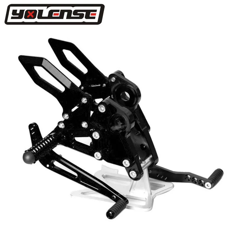 CNC Алюминий Мотоцикл Регулируемые Rearsets Сзади наборы для ухода за кожей подножки Yamaha MT09 FZ09 MT-09 FZ-09 MT 09 FZ 09 - Цвет: Черный