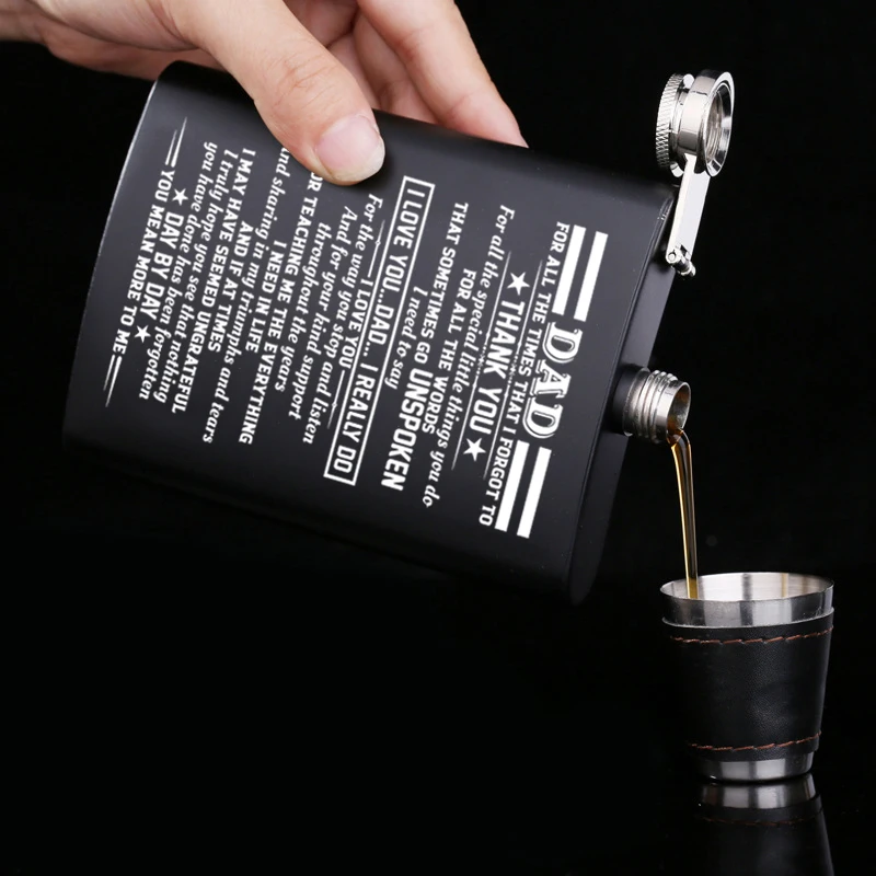 

To my daddy Hot sale portable stainless steel hip flask alcohol bottle travel whiskey alcohol liquor bottle flagon Small BottleG