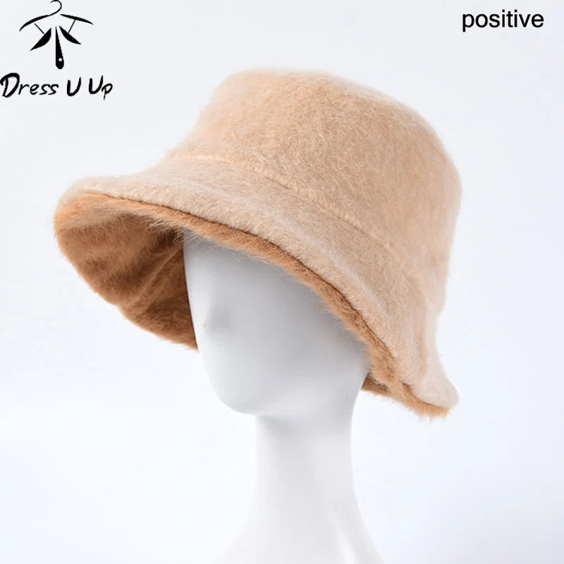 DRESSUUP зима новая имитация бархата мех двухсторонняя Рыбацкая шляпа Женская одноцветная теплая Кепка с покрывалом козырек