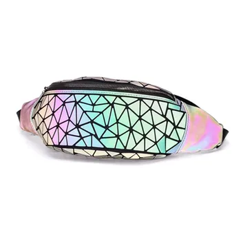 

Luminous fashion Waist Bags Luxury women Chest pack Geometry Reflective ladies Waist Packs Purse boys outdoor Fanny Packs