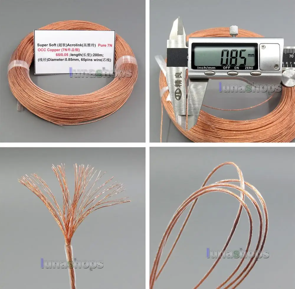 LN005193 200 м 26AWG Ag99.9 % Acrolink чистый 7N OCC медный сигнальный кабель 65/0. 05mm2 диаметр: 0 85 мм