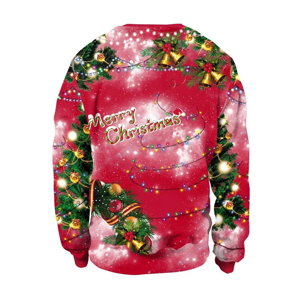 NADANBAO Рождественский женский свитер Новогодняя одежда с круглым вырезом модный топ Женская одежда подарки Осенняя Толстовка с принтом