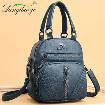 

Vintage Female Shoulder Bags 3-in-1 Women Backpacks Soft Leather Backpack Ladies Travel Back Pack Luxury Bags for Girls Mochila