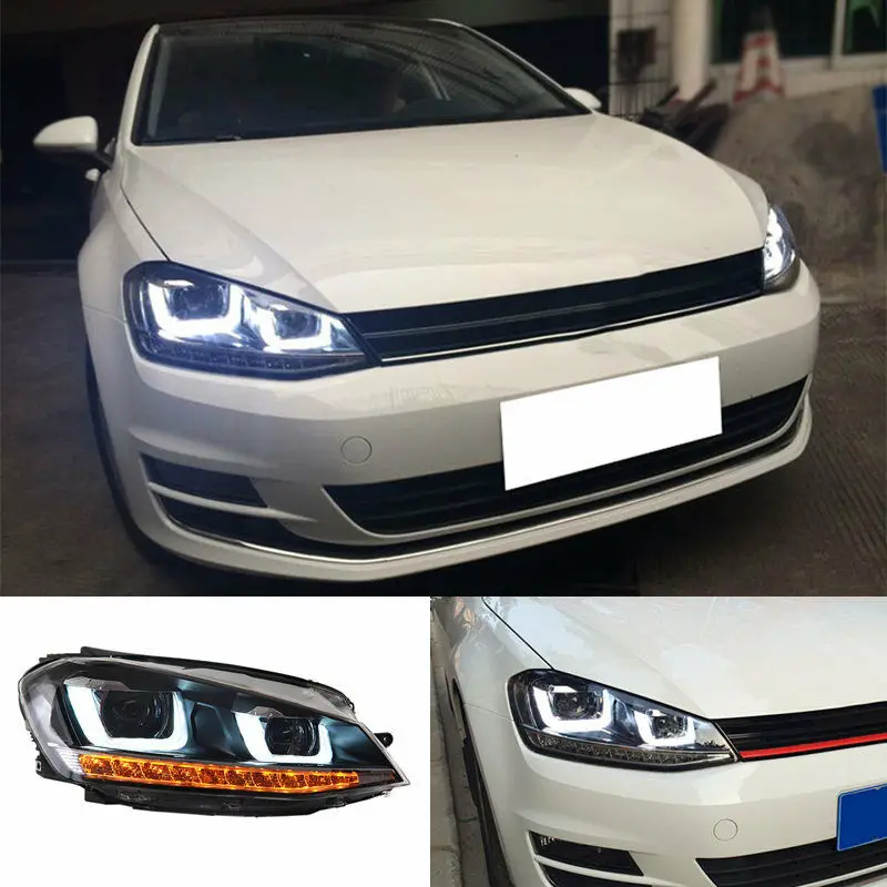 

Double U Shaped LED DRL Xenon Front Headlight Assembly For Golf 7 2014 2015