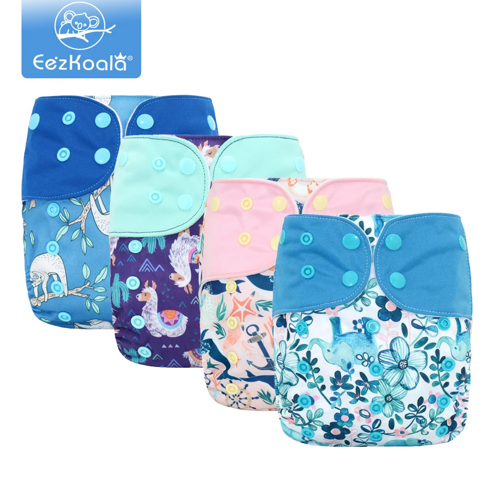 EezKoala 1pc Reusable Cloth Diaper Washable Baby Pocket Nappy Eco-Friendly  Adjustable fit 3-18kg [aio] protect baby s ass washable and reusable infant ice silk lining fabric pocket cloth diaper one opening fit 3 15kg baby