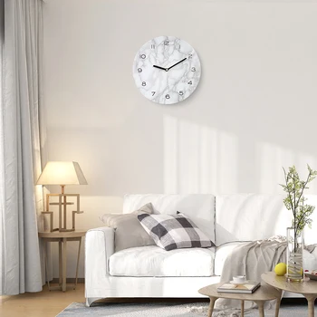 

Wall Hanging Clock Decorative Marble Wall Clock Beautiful Marbled Effect Clock Neat Looking Precise Home Decor