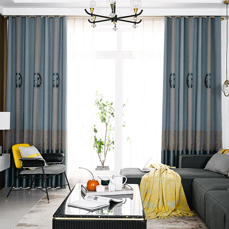 

Chenille Thick Seamless Stitching Curtain Imitation Cashmere Shading Finished Custom Curtains for Living Dining Room Bedroom