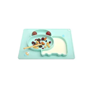 

Cartoon Cow Anti Slip Silicone Food Plate Bowl Babies Toddlers Kids Feeding Tray Non-odor Easy Cleaning Household Accessory 24BE