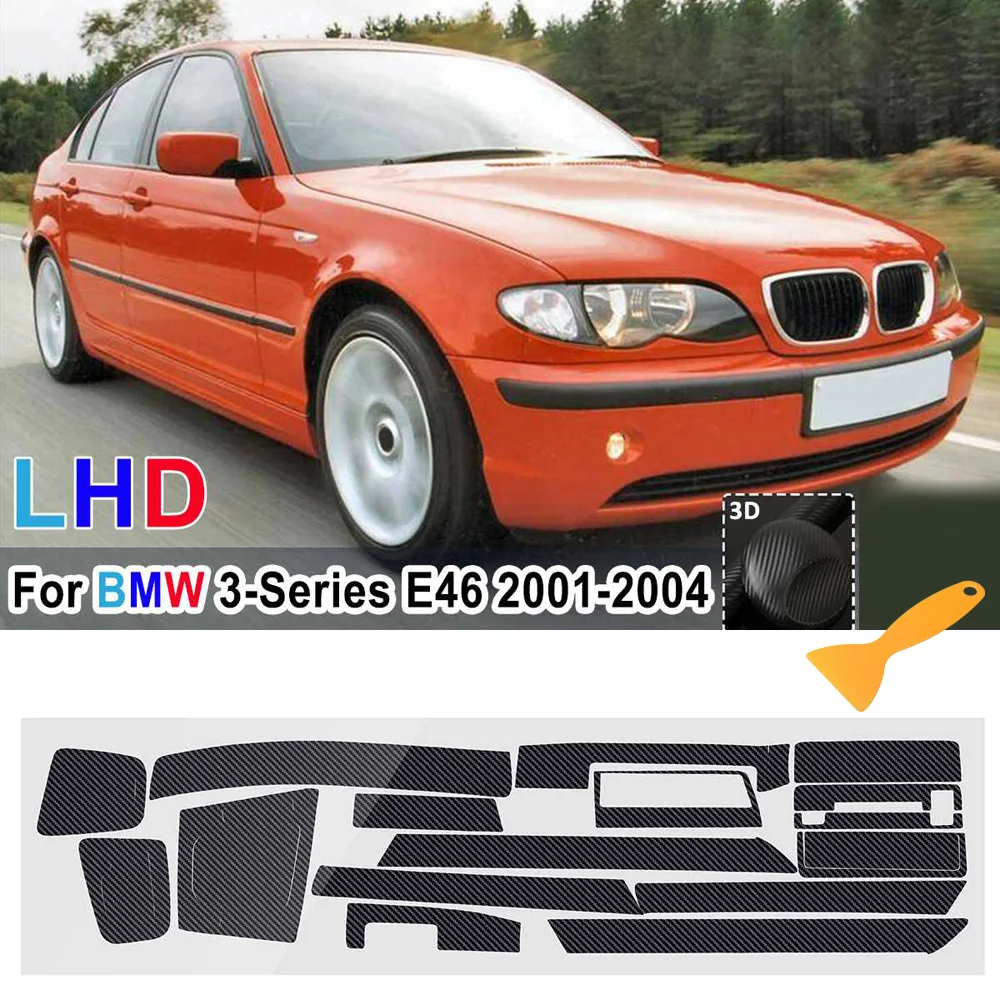 Для BMW 3 серии E46 2001 2004 Автомобильная внутренняя отделка из углеродного волокна