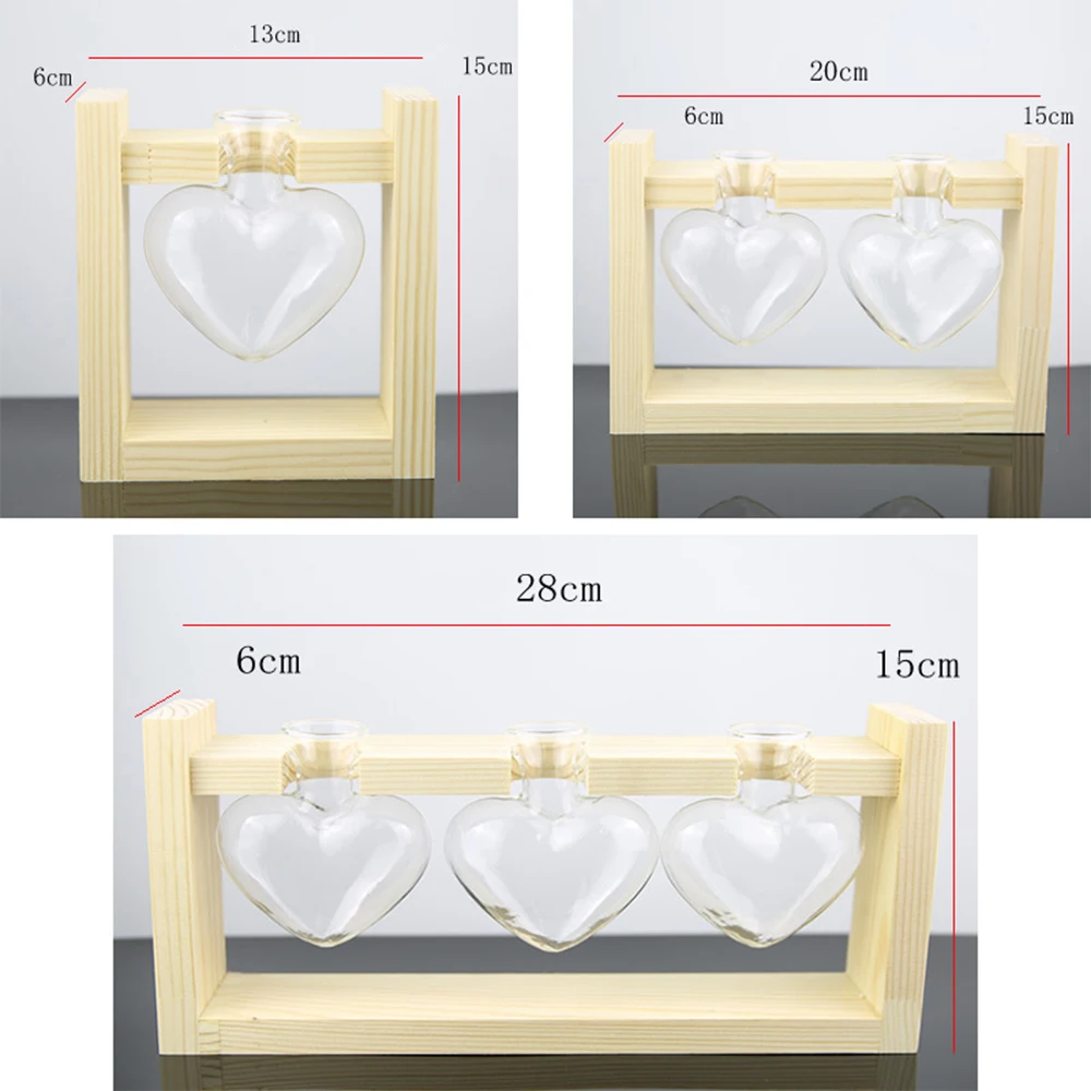 Terrarium Hydroponic Plant Vases Glass Vase Planter Vintage Flower Pot Tabletop Decoration Vase with Wooden Tray Home Decor 10