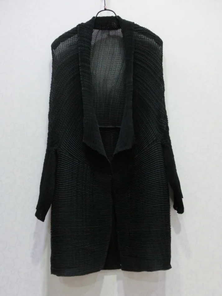 Модный miyake складывающийся плащ, свободный отложной воротник, квадратный тофу, плиссированный тонкий Тренч, пальто