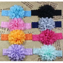 Головной убор для девочек в европейском и американском стиле; Лидер продаж; шифоновая эластичная кружевная лента с цветами для волос; повязка на голову для малышей