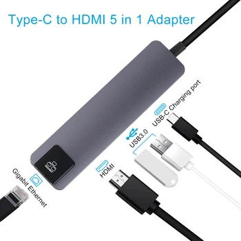 

USB C HUB 3.0 Multi USB HUB Expander Type C Hab Adapter HDMI VGA Gigabit Ethernet RJ45 Dock for MacBook ProComputer Accessories