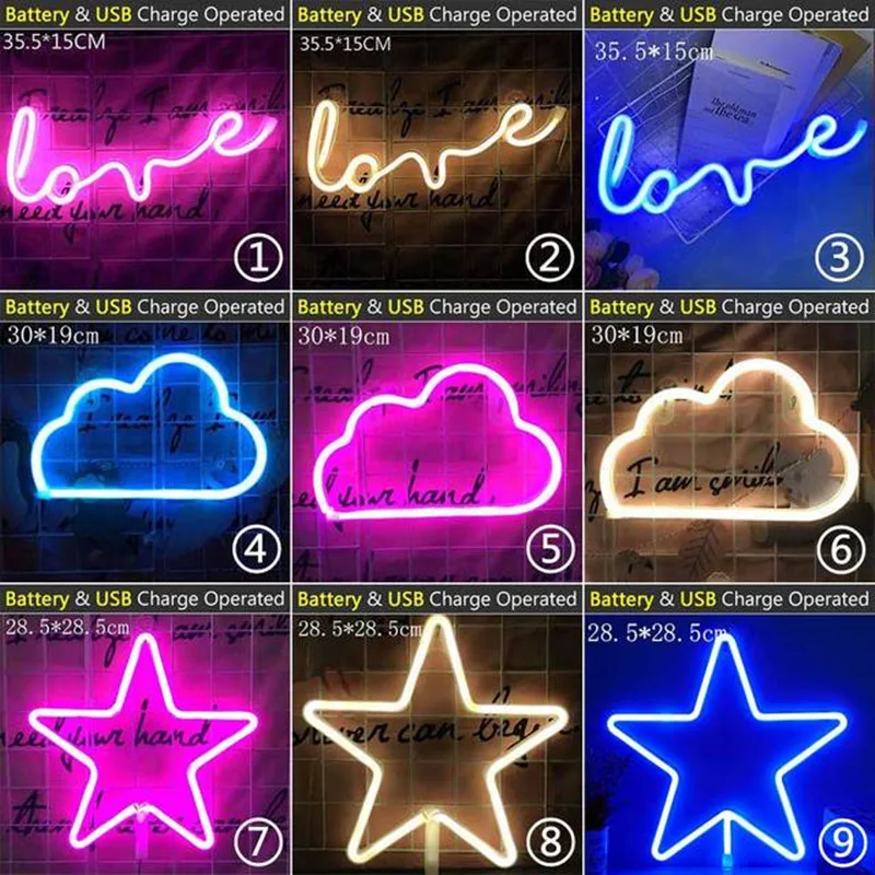 Wholesale LED Neon Night Light Sign Wall Art Sign Night Lamp Xmas Party Birthday Gift Wedding Wall Hanging Neon Lamp Home Decor